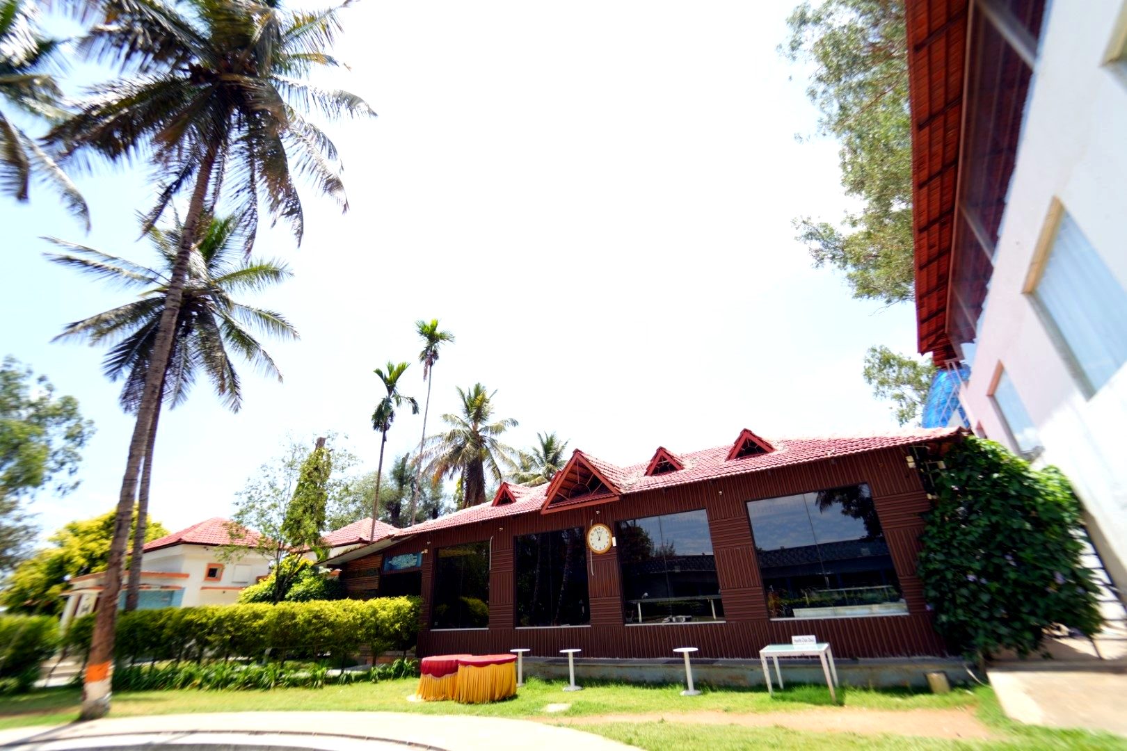 Hotel driveway and gardens